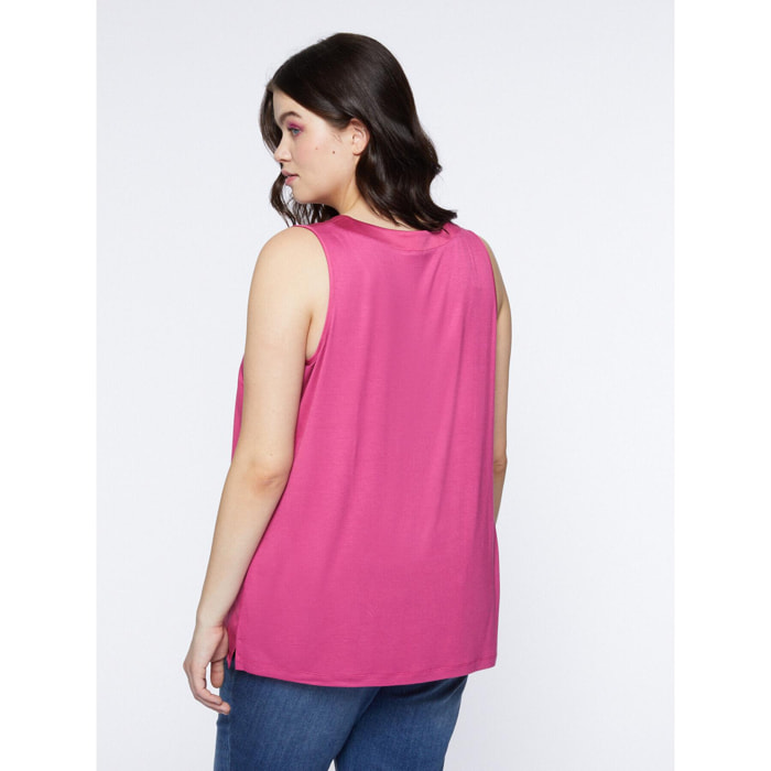 Fiorella Rubino - Top con pliegue delantero - Fuchsia