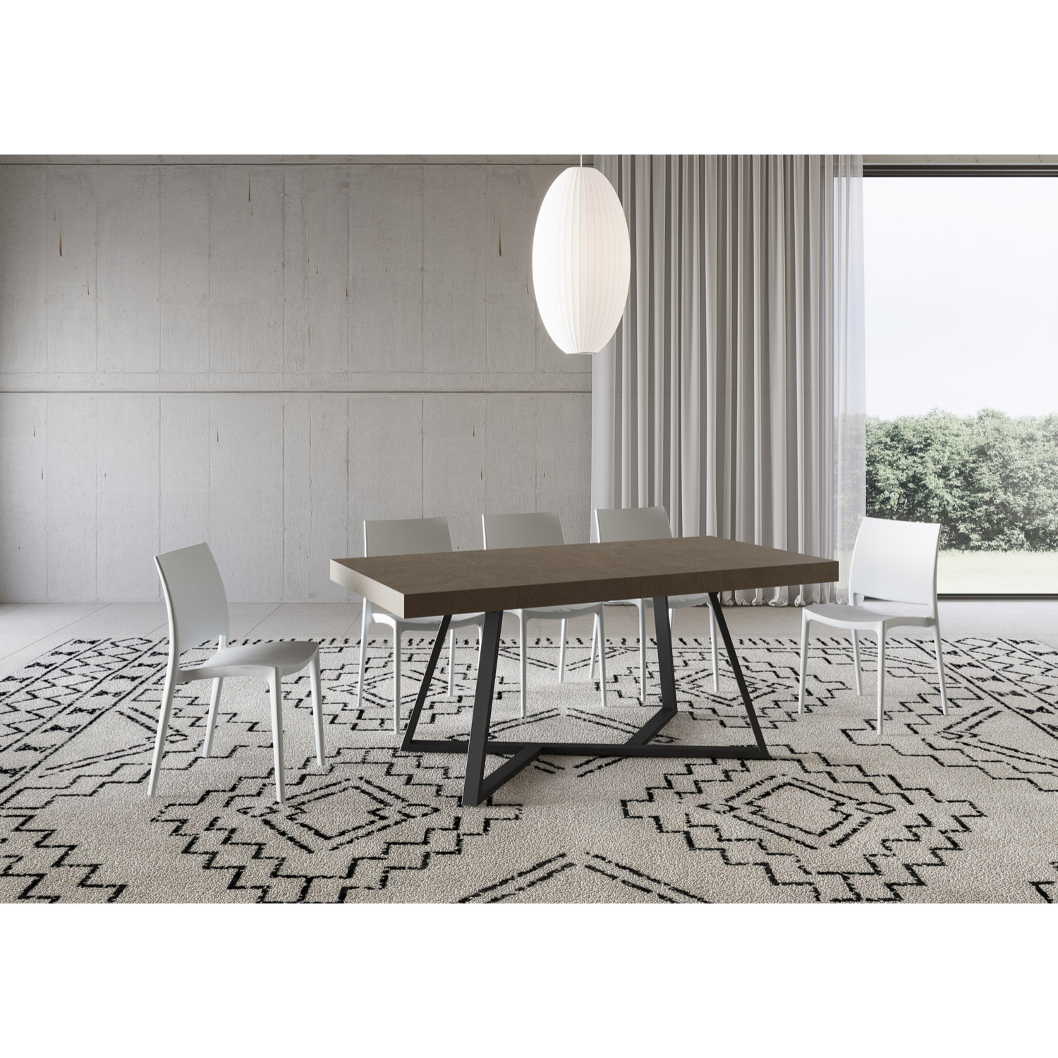 Mesa extensible 90x180/440 cm Booster gris paloma patas antracita