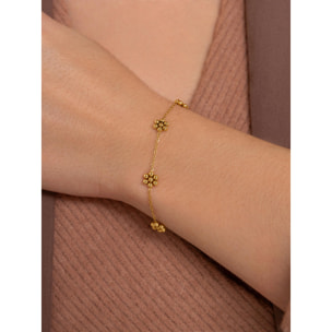 Pulsera Tiny Daisy Acero Baño Oro