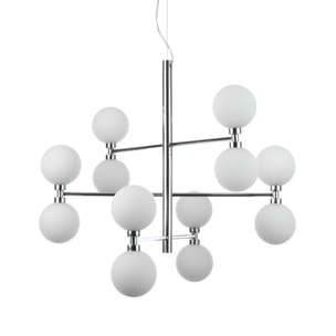 Suspension Tomasucci ALYCIA B, en acier et verre, blanc
