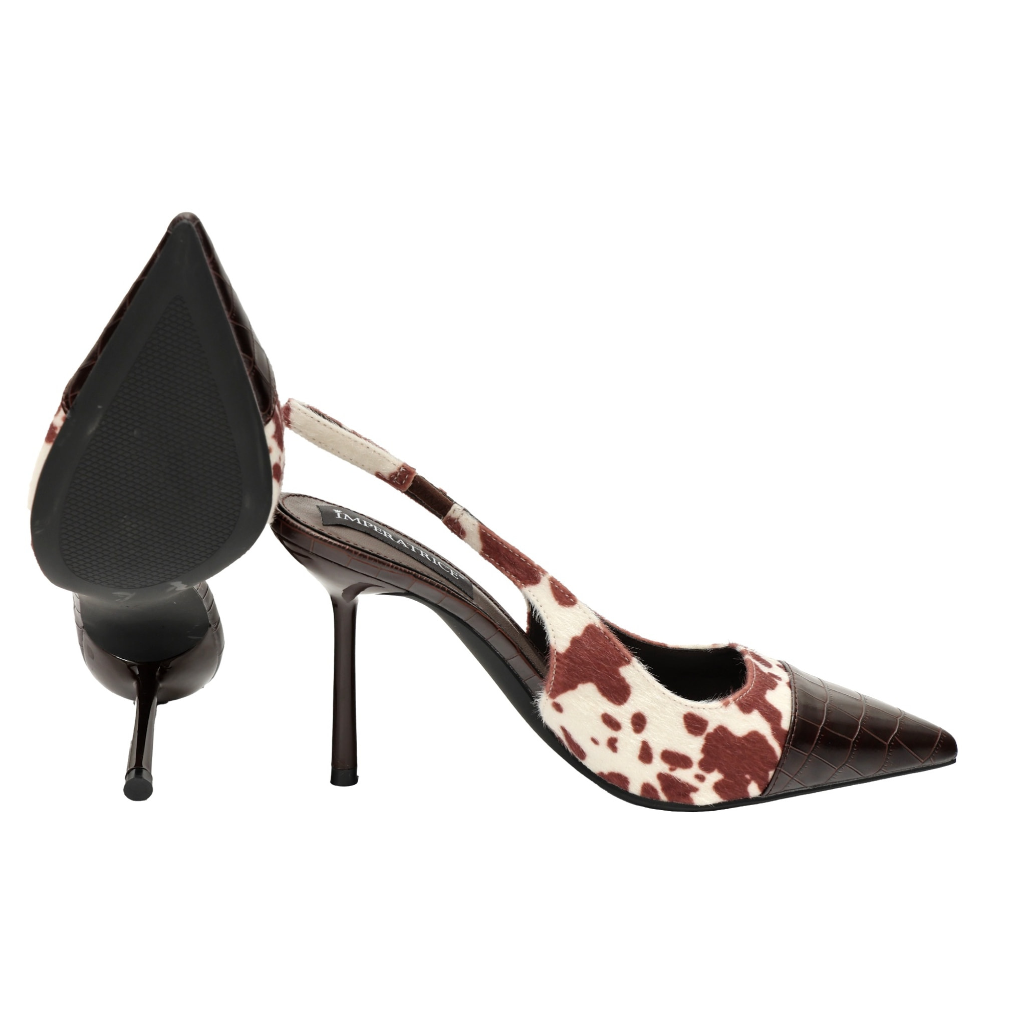 Decolletè in simil-pelle scamosciata con punta pitonata