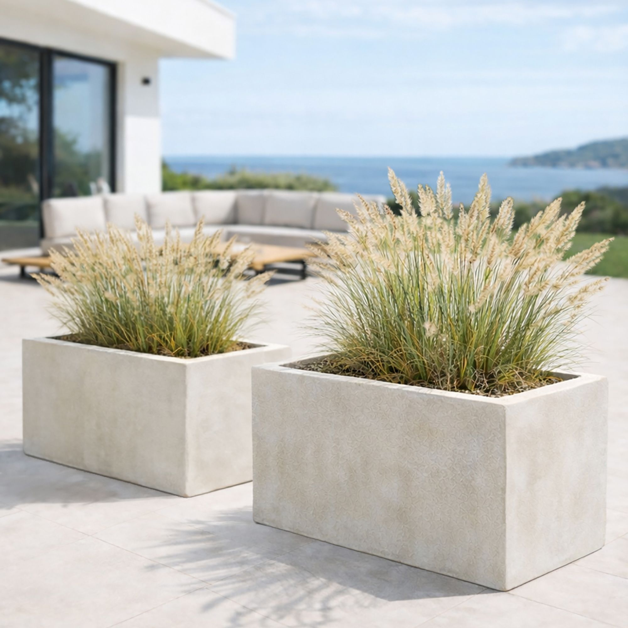 Set de 2 pots rectangulaire en terre d'argile  LAGOS