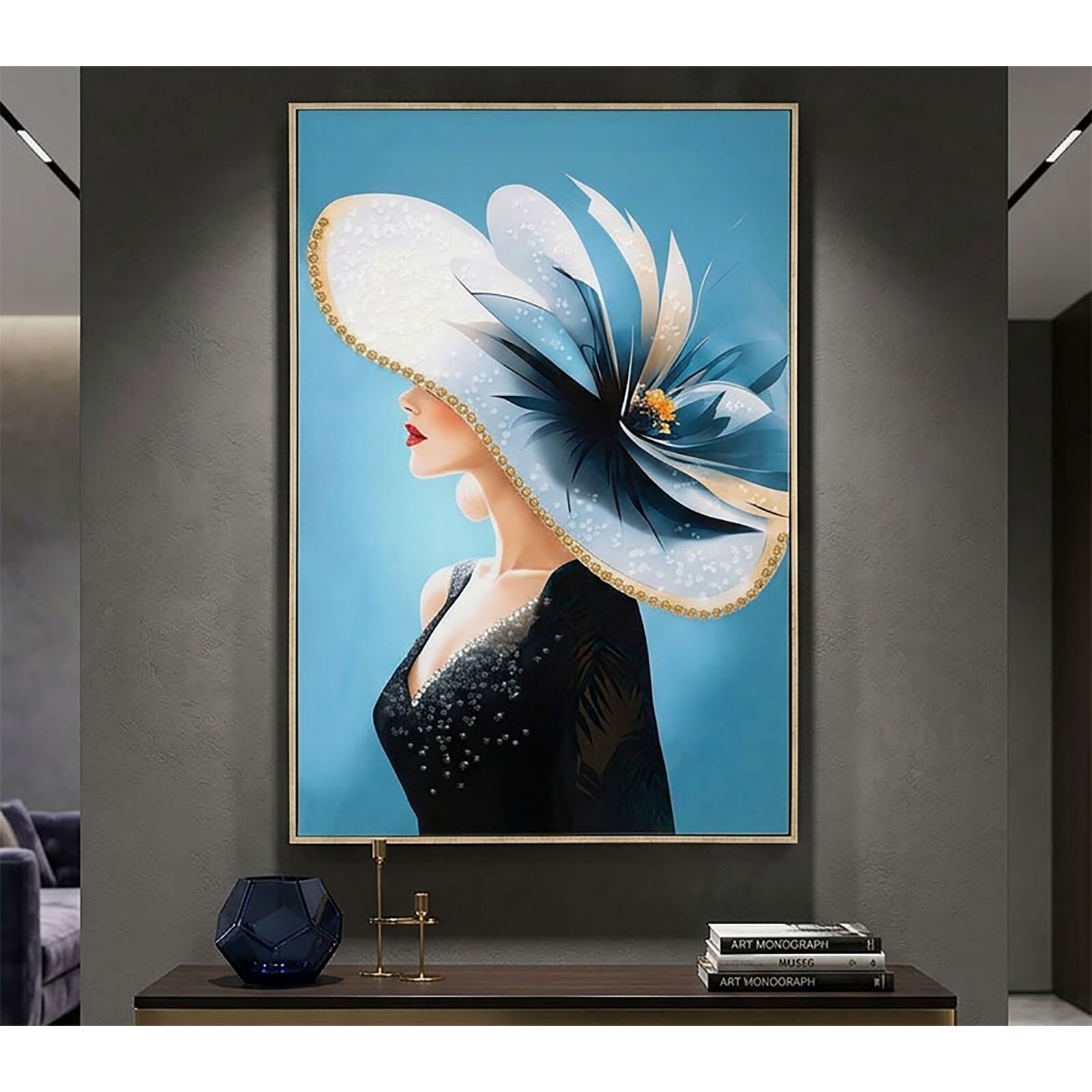 DIPINTO SU TELA LACCATO DORI C/CORNICE -B- CM 62X4X92