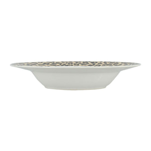 Lot de 6 assiettes creuses léopard 20cm en porcelaine beige ANIMALS