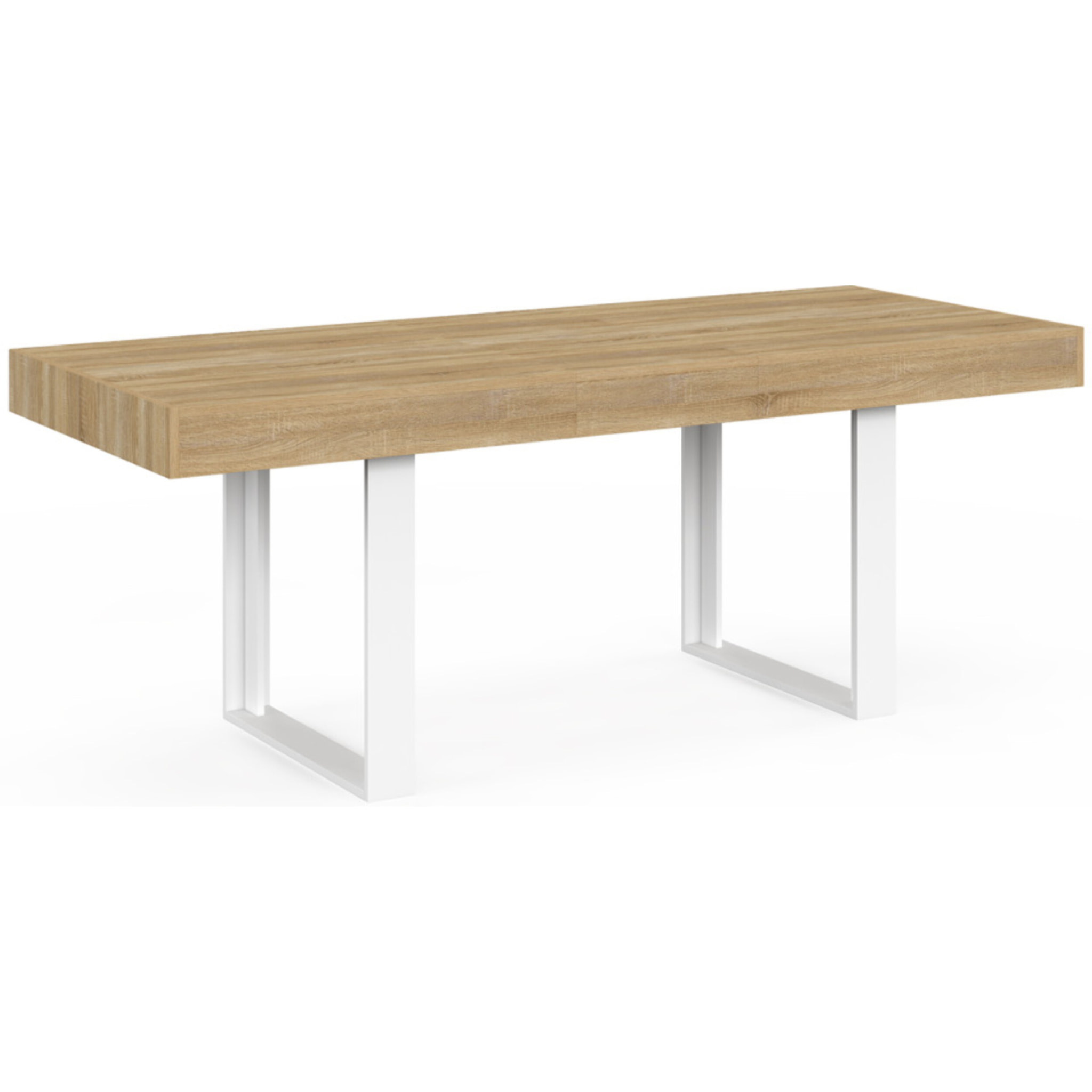 Table à manger extensible Brixton bois et blanc 120-160cm