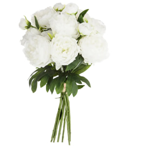 Bouquet 13 pivoines artificielles blanc H50cm