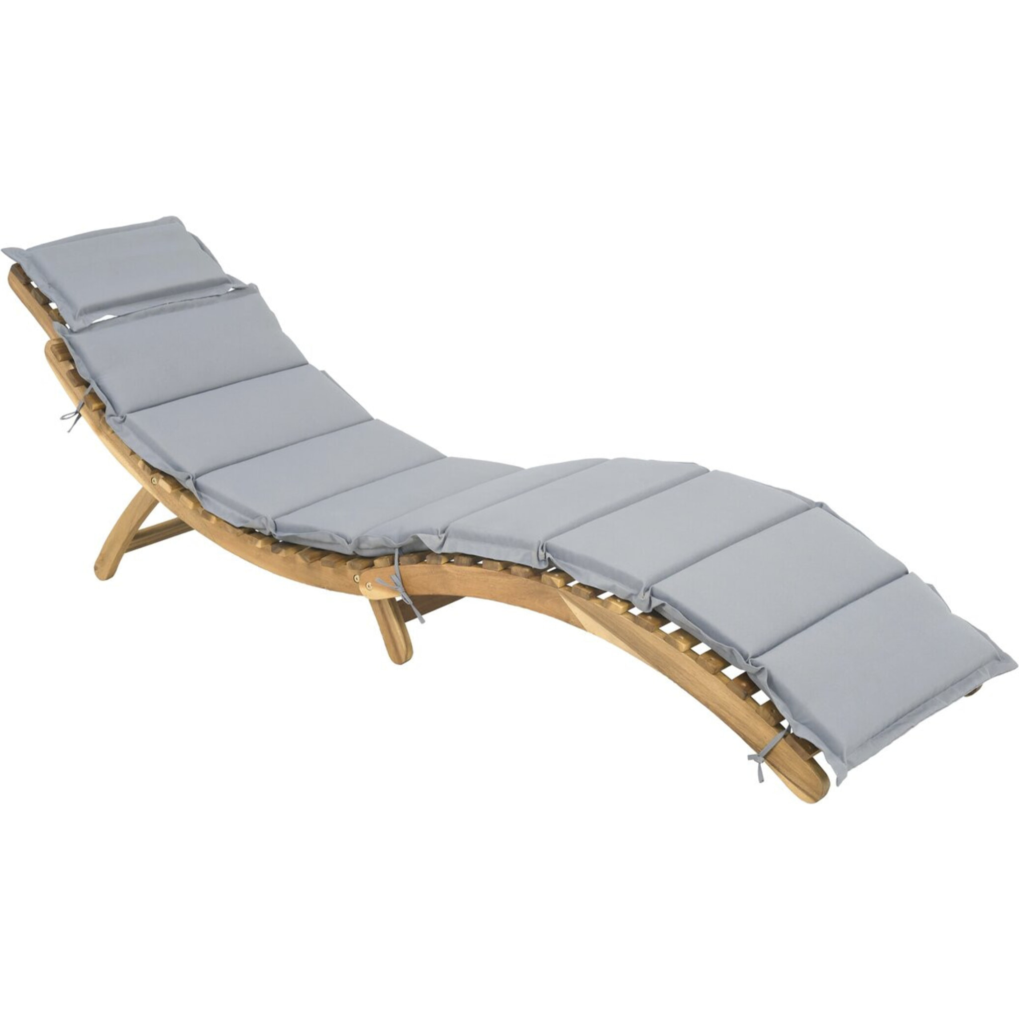 Bain de soleil en bois avec coussins inclus "Jakarta" - Gris