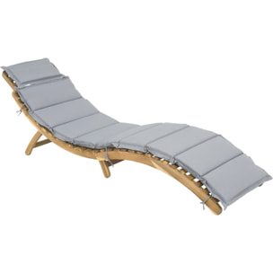 Bain de soleil en bois avec coussins inclus "Jakarta" - Gris