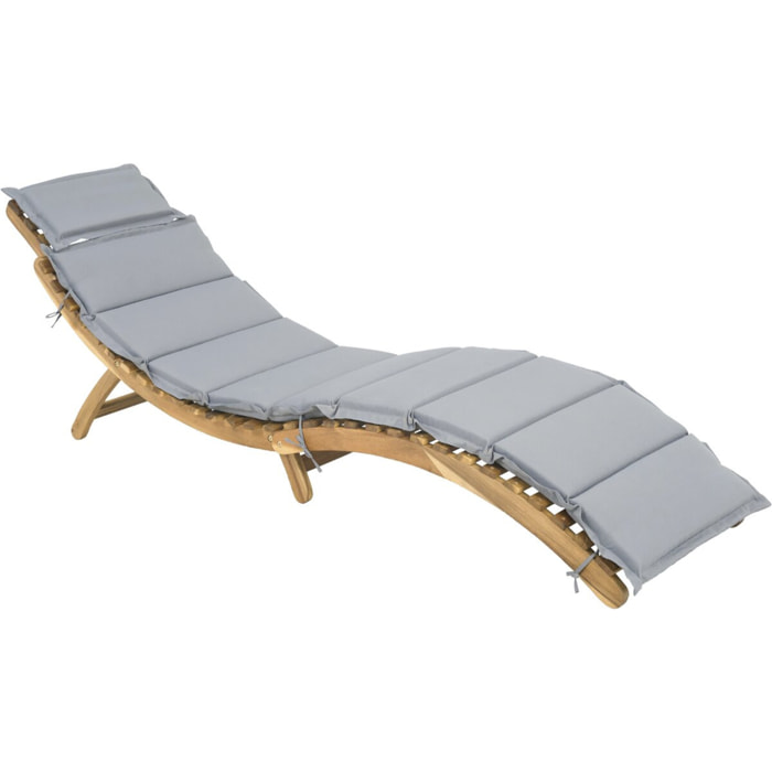 Bain de soleil en bois avec coussins inclus "Jakarta" - Gris