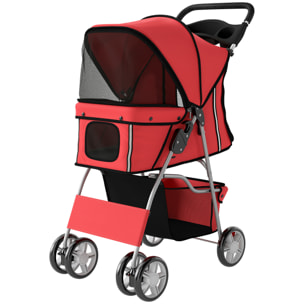 Poussette buggy pliable pour chiens tissu 600D Oxford imperméable 4 roues gris clair