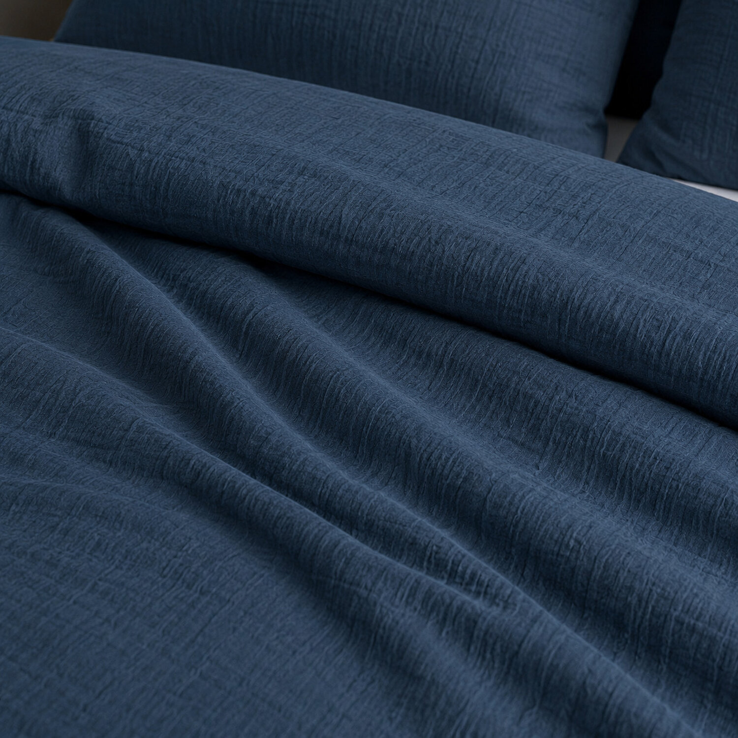 Housse de couette 100% gaze de coton lavé bleu pétrole