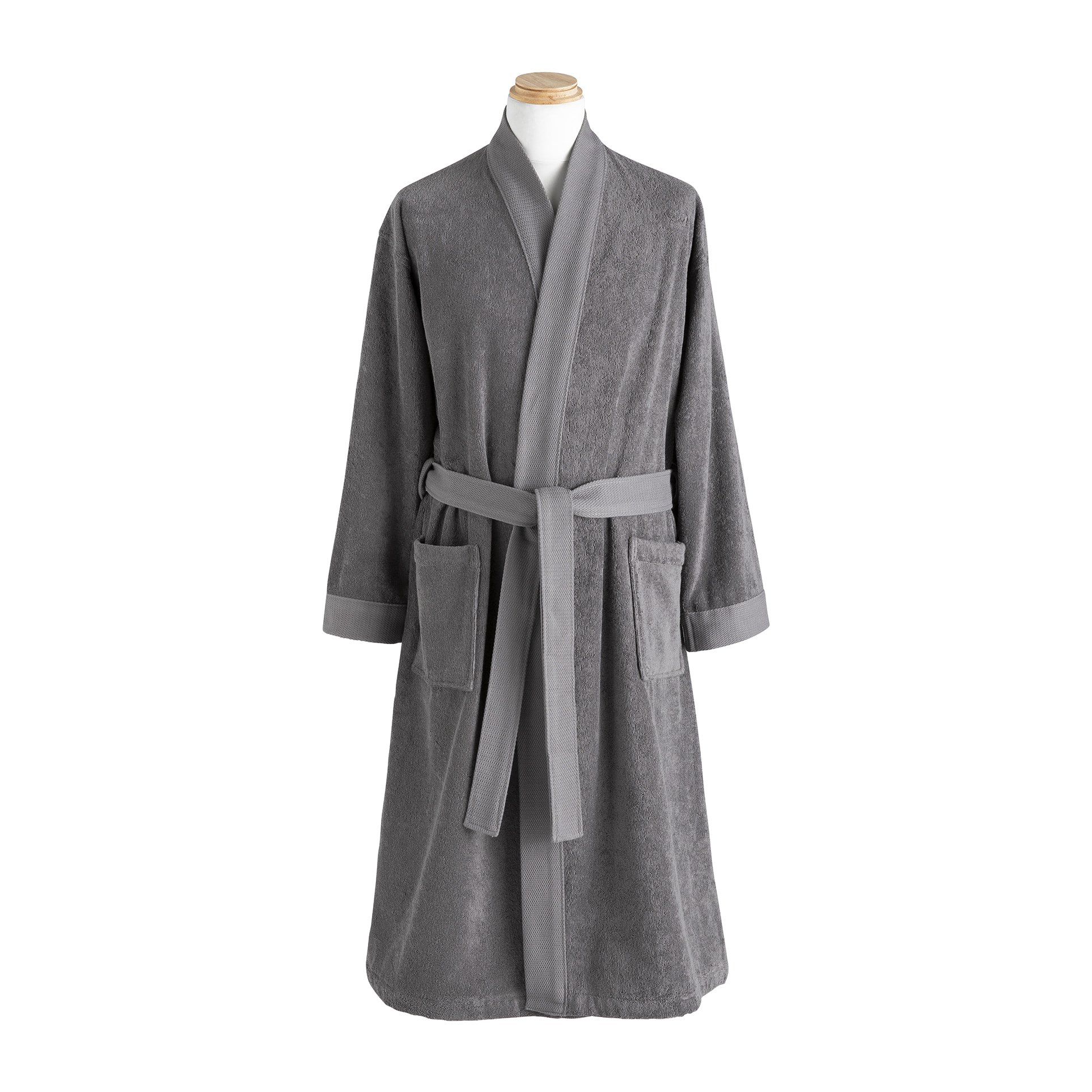 Peignoir de bain uni en coton peigné biologique, ESS-KIMO, Gris Graphite