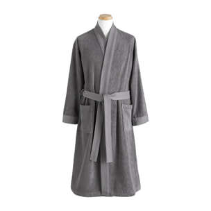 Peignoir de bain uni en coton peigné biologique, ESS-KIMO, Gris Graphite