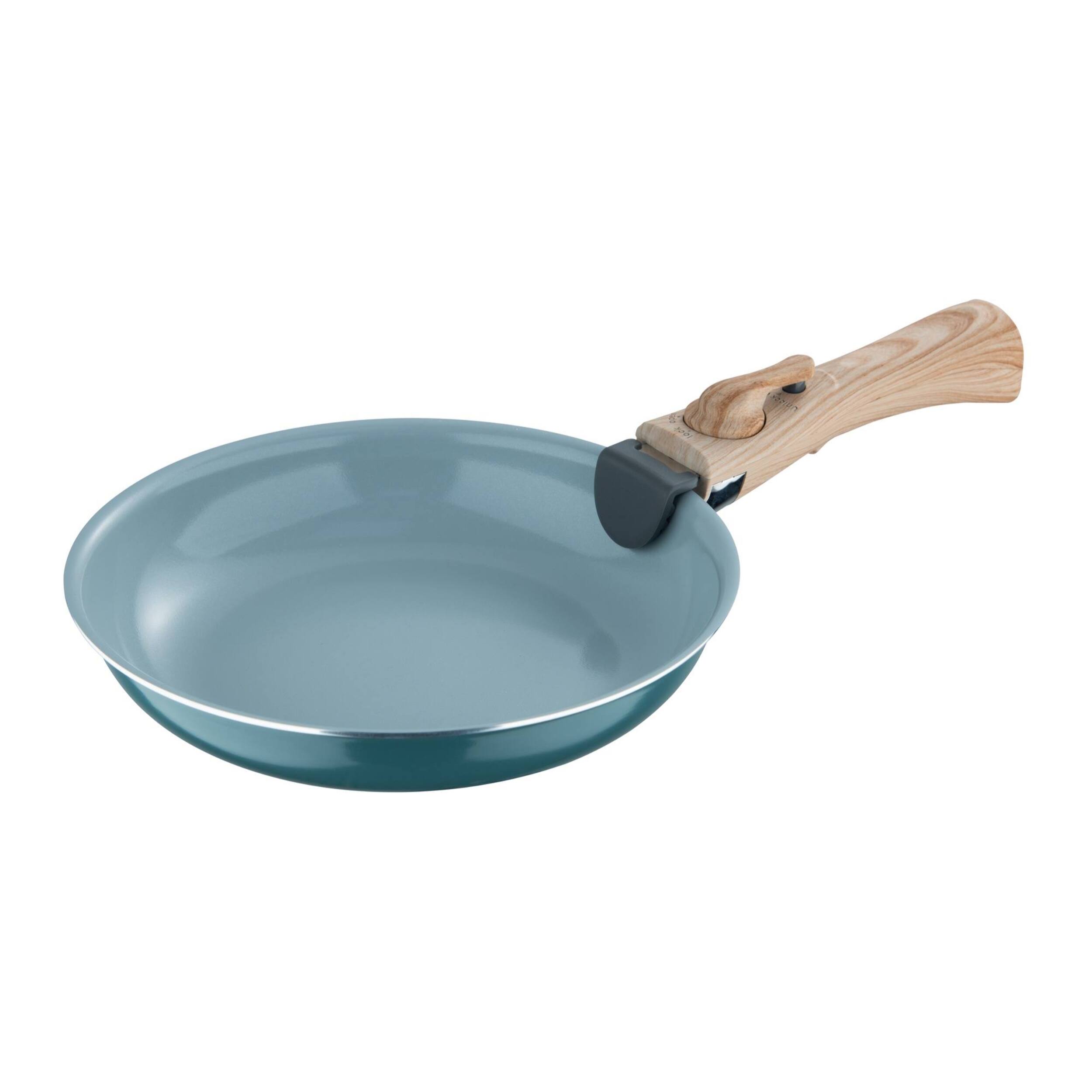 juego de 2 sartenes ø24ø28cm aluminio prensado reciclado verde + mango extraíble