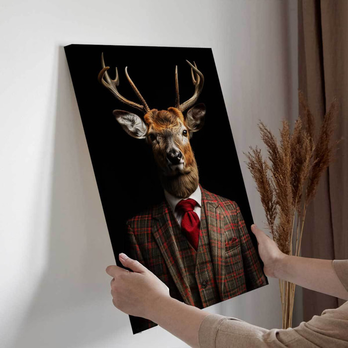 Tableau animaux habillés Cerf wild suits Toile imprimée