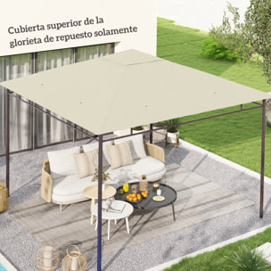 Techo de Repuesto para Cenador, 3x3 m, Cubierta de Repuesto con 8 Orificios de Drenaje, Ventilación y Protección UV, SOLO Toldo de Recambio para Pabellón Gazebo, Blanco Crema