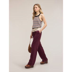 Motivi - Pantalones palazzo de viscosa con cintura elástica - Violeta