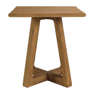 COLINE - Table à manger de jardin carrée en bois de teck recyclé 70cm (2 COLIS)