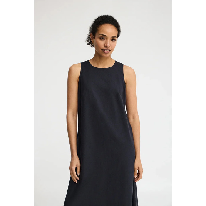 Vestido cotolino azul marino sin mangas con logo Polo Club