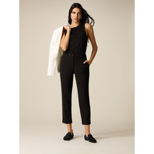 Oltre - Pantaloni cropped in tessuto crêpe - Nero