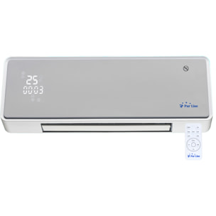 Calefactor Cerámico mural 2000 W frontal de cristal plateado mando a distancia y temporizador HOTI M80 PURLINE