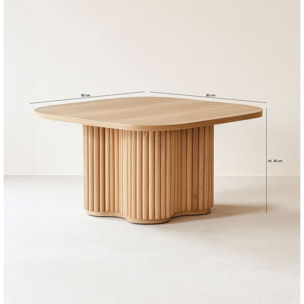 Table basse carré avec pied de forme organique 80cm ALBA