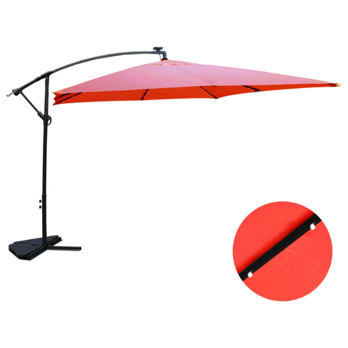 Parasol Bulle LED déporté carré 3x3m terracotta DAVAGNA