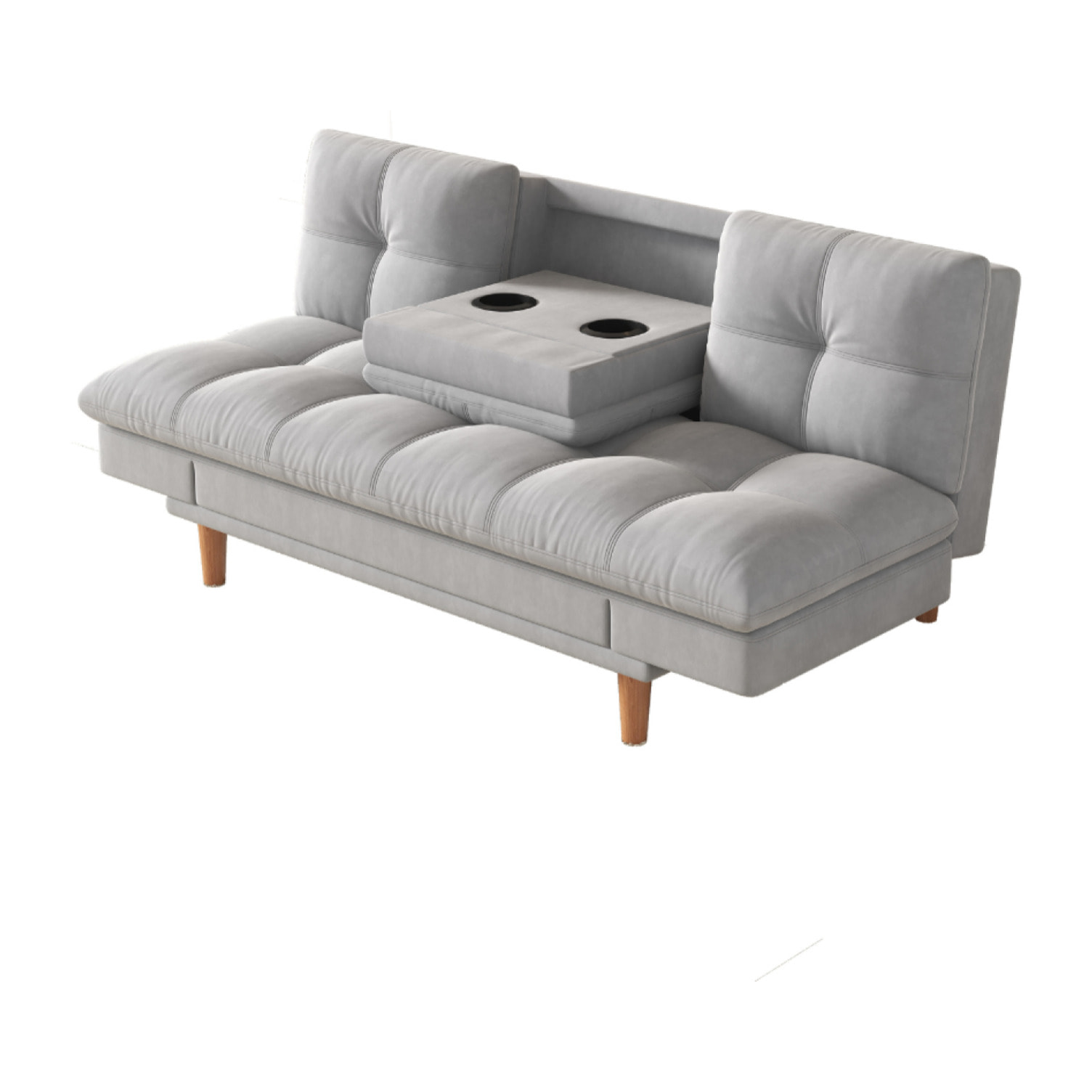 Canapé convertible et modulable 3 places en tissu gris clair PAVIE