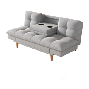Canapé convertible et modulable 3 places en tissu gris clair PAVIE