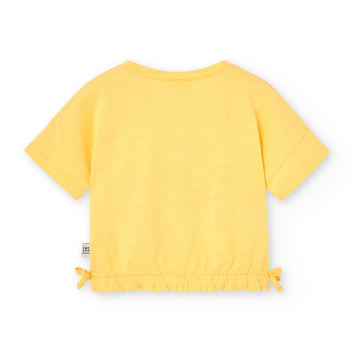 Camiseta niÃ±a estampada, mangas cortas, amarillo