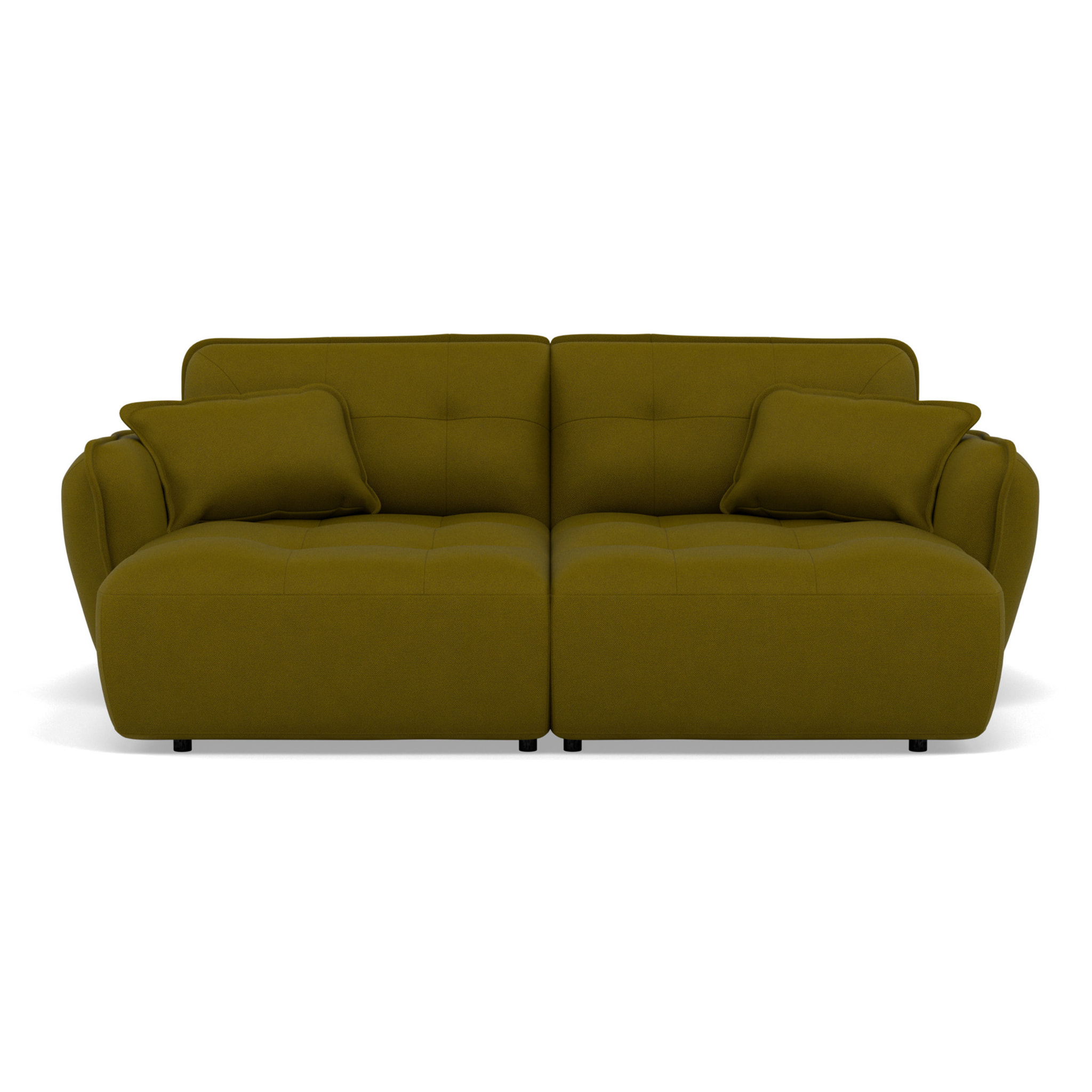 Thais - canapé droit 4 places avec double méridienne assise profonde en tissu texturé - Vert
