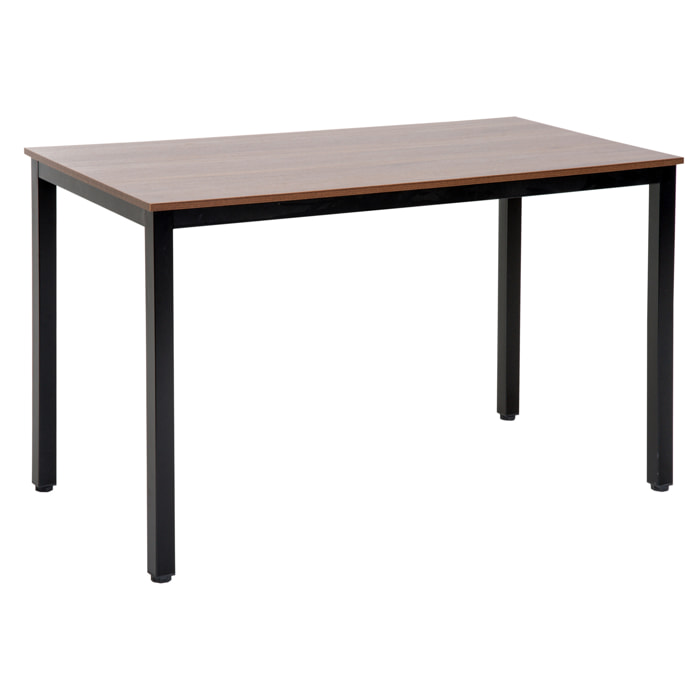 Table bureau informatique grand plateau 120L x 60l x 74H cm panneaux particules noyer métal noir