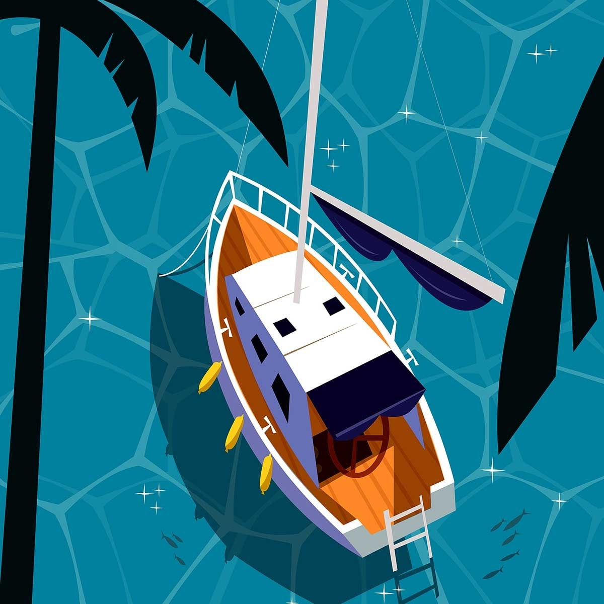 Poster de port cros Affiche + cadre en bois - Chêne