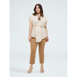 Fiorella Rubino - Pantaloni New York in cotone stretch - Marrone