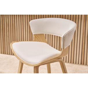 Tabourets de bar design blanc et bois clair H65 cm (lot de 2) SYRAH