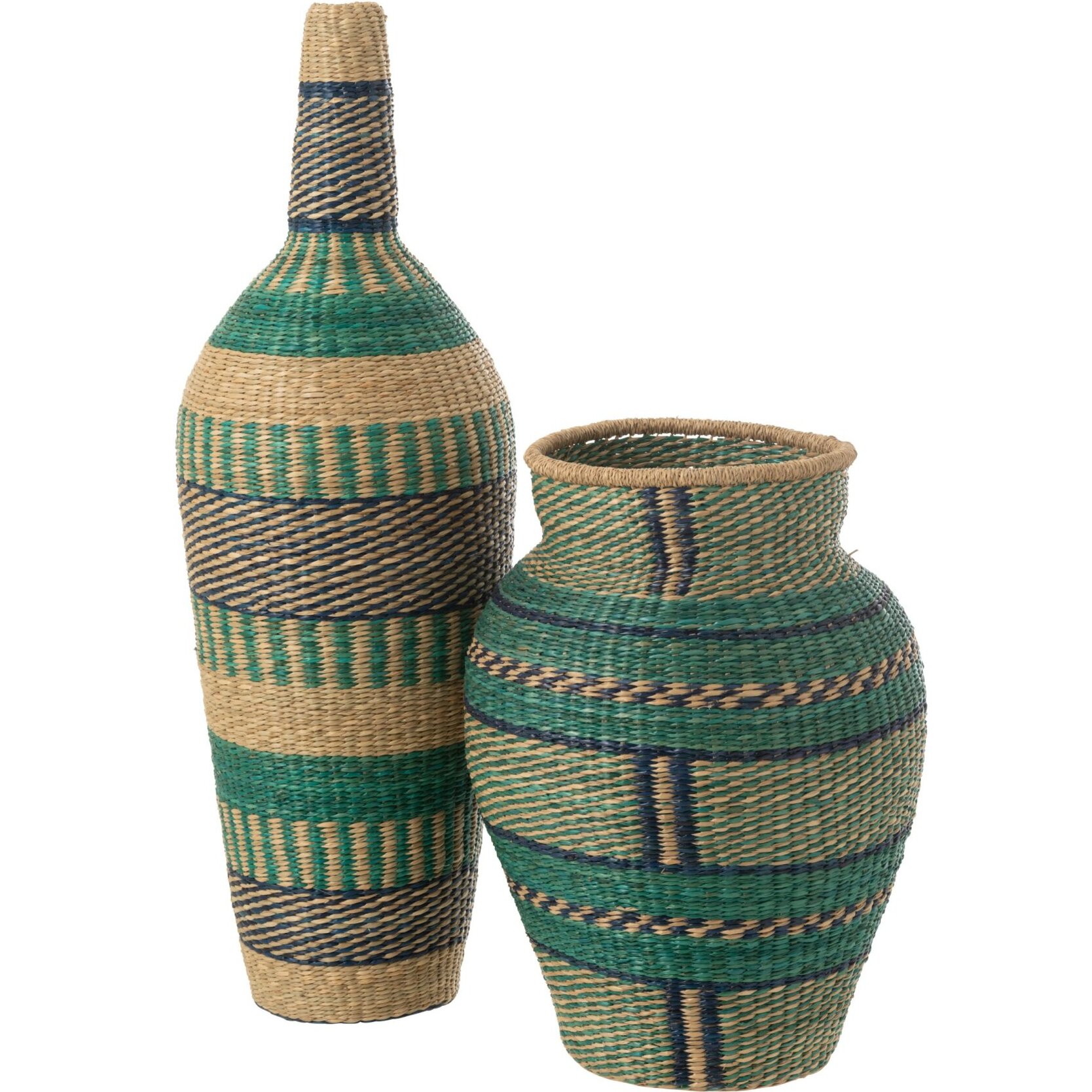 J-Line vase Ninon Ligné - herbes - naturel/bleu foncé - 90 cm de hauteur