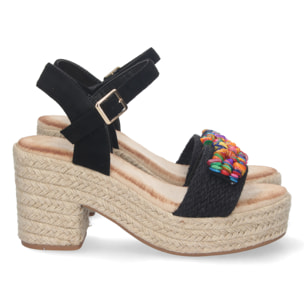 Sandalia de Tacon con Yute y Hebilla