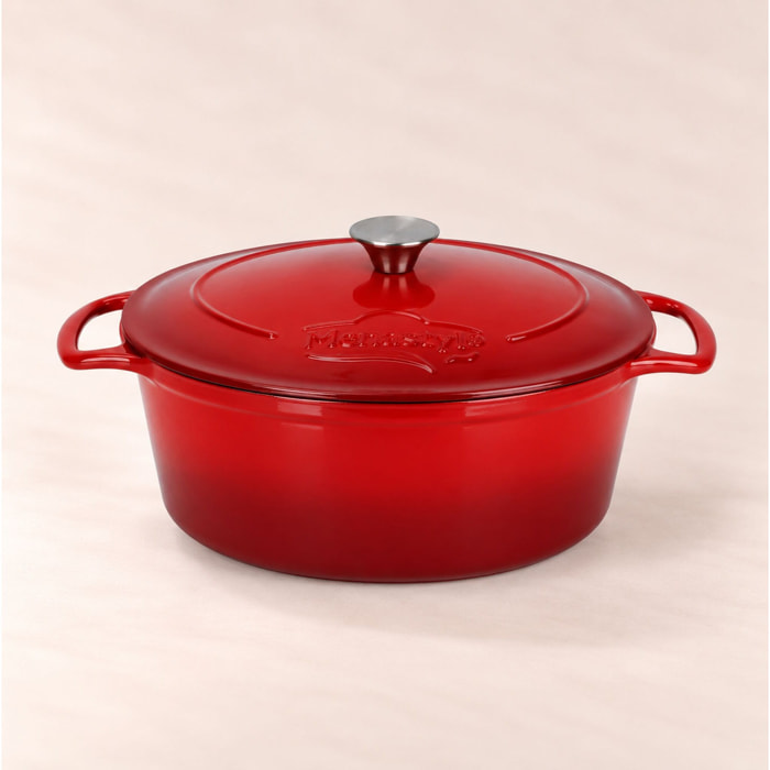 Cocotte ovale 9L en fonte émaillée rouge COLETTE