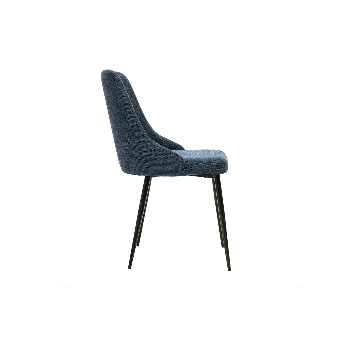 Chaises design en tissu effet velours texturé bleu foncé et métal noir (lot de 2) CULT