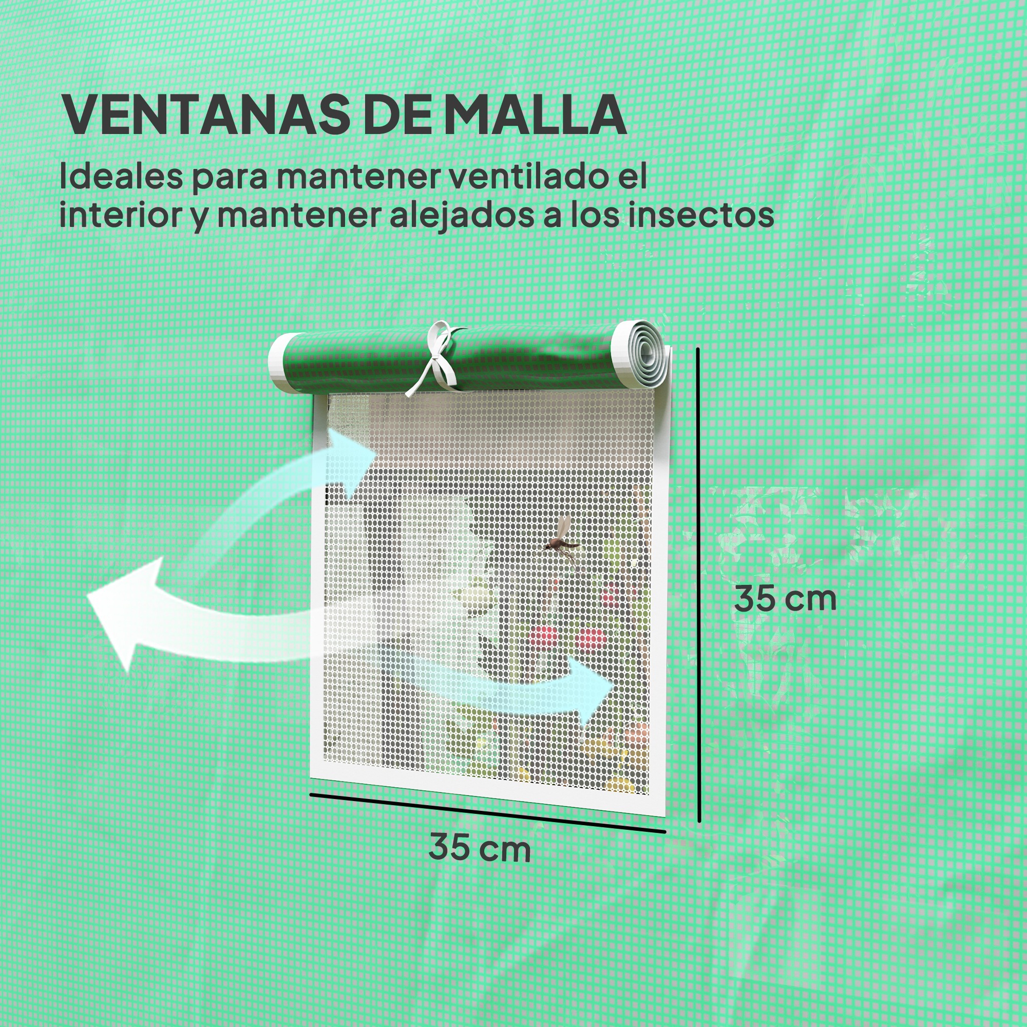 Invernadero de Túnel 296x196x200 cm Invernadero de Jardín con 3 Puertas Enrollables 6 Ventanas Cubierta PE 140g/m² Estructura de Acero Galvanizado para Cultivos Plantas Flores Verde