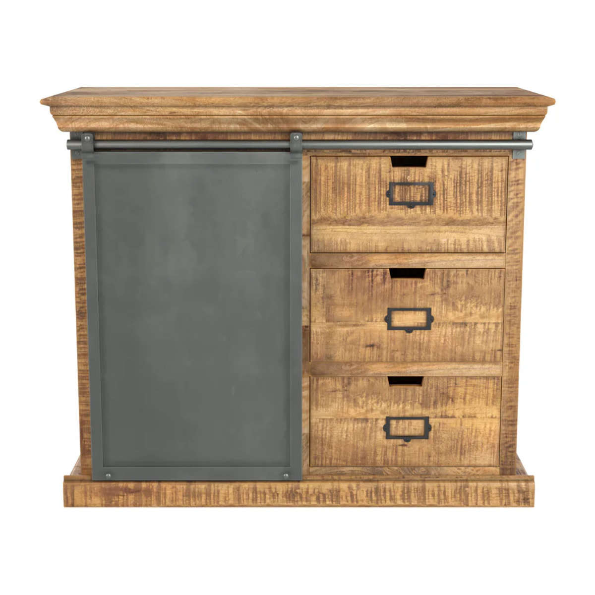 Petit buffet en bois et métal 1 porte 3 tiroirs - Tabuk