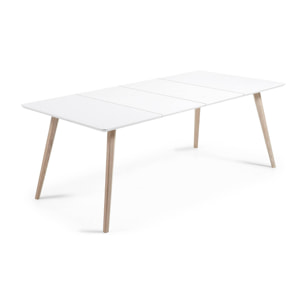 Mesa extensible Eunice 140 (220) x 90 cm con lacado blanco patas madera maciza de fresno