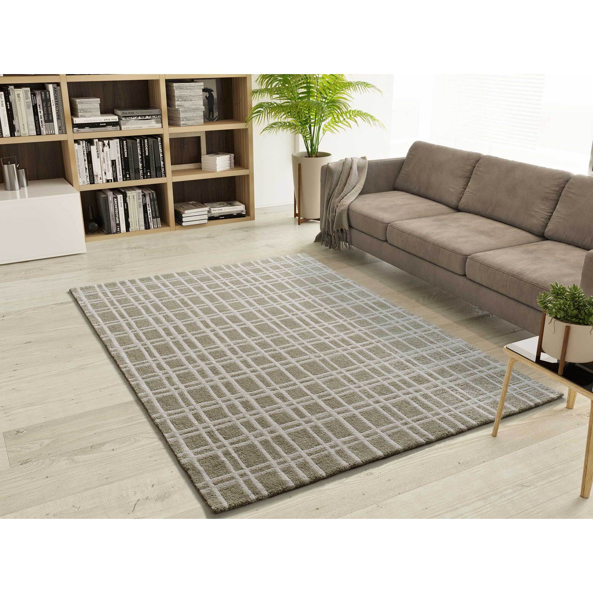 CALEDONIA Alfombra con diseÃ±o a cuadros en verde, varias medidas disponibles.