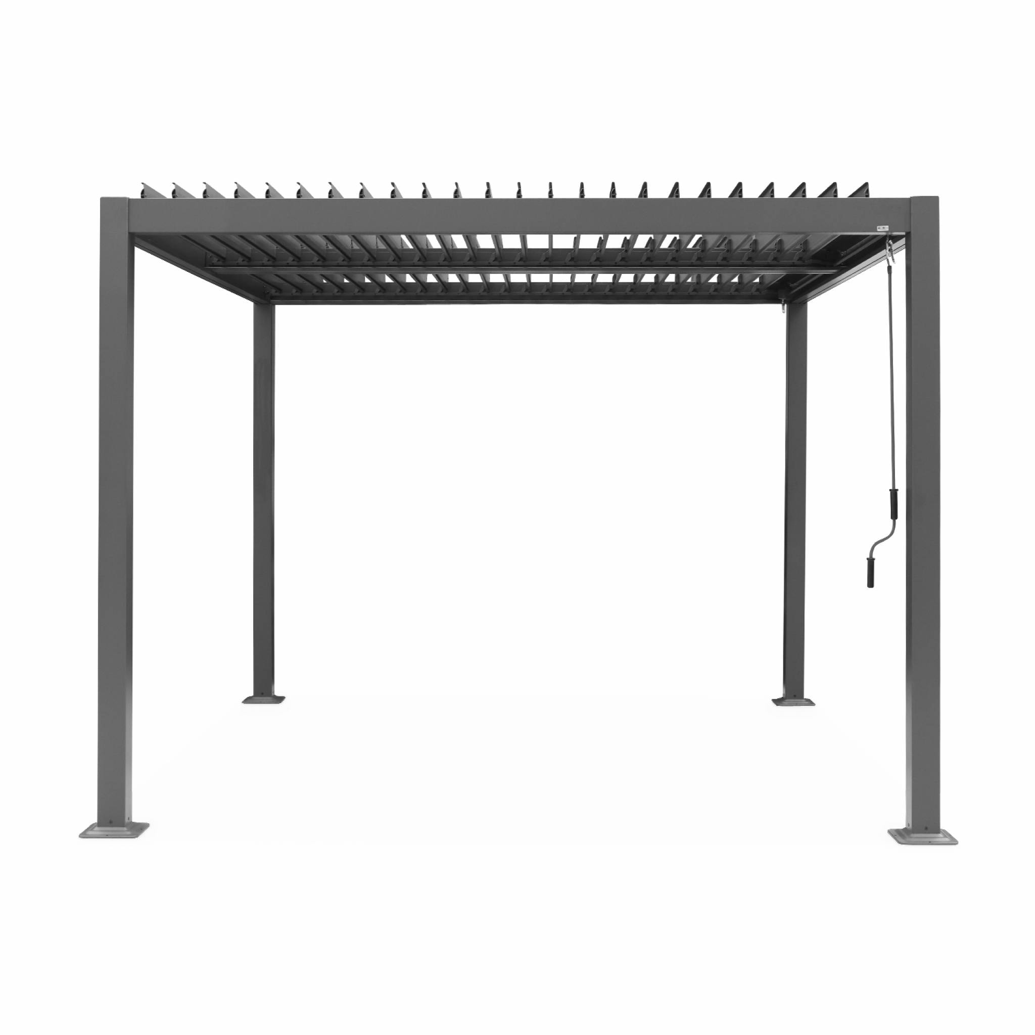 Pergola bioclimatique anthracite. aluminium et acier. 3x3m. lames orientables