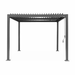 Pergola bioclimatique anthracite. aluminium et acier. 3x3m. lames orientables