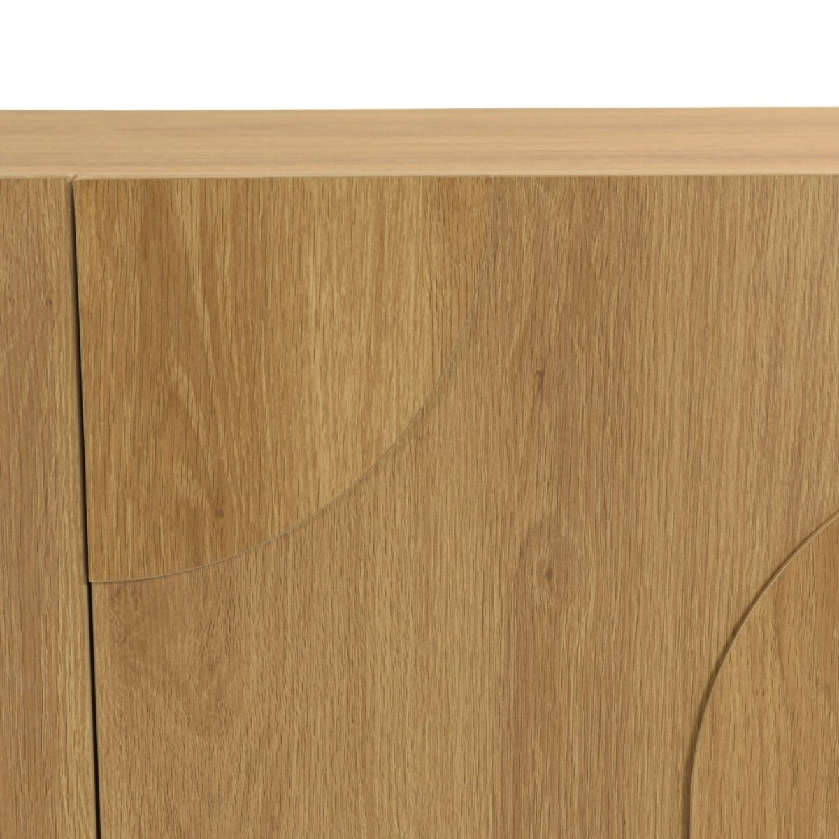 ETHAN - Buffet couleur naturelle 4 portes décor motif arrondi