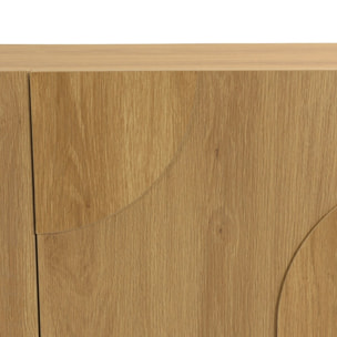 ETHAN - Buffet couleur naturelle 4 portes décor motif arrondi