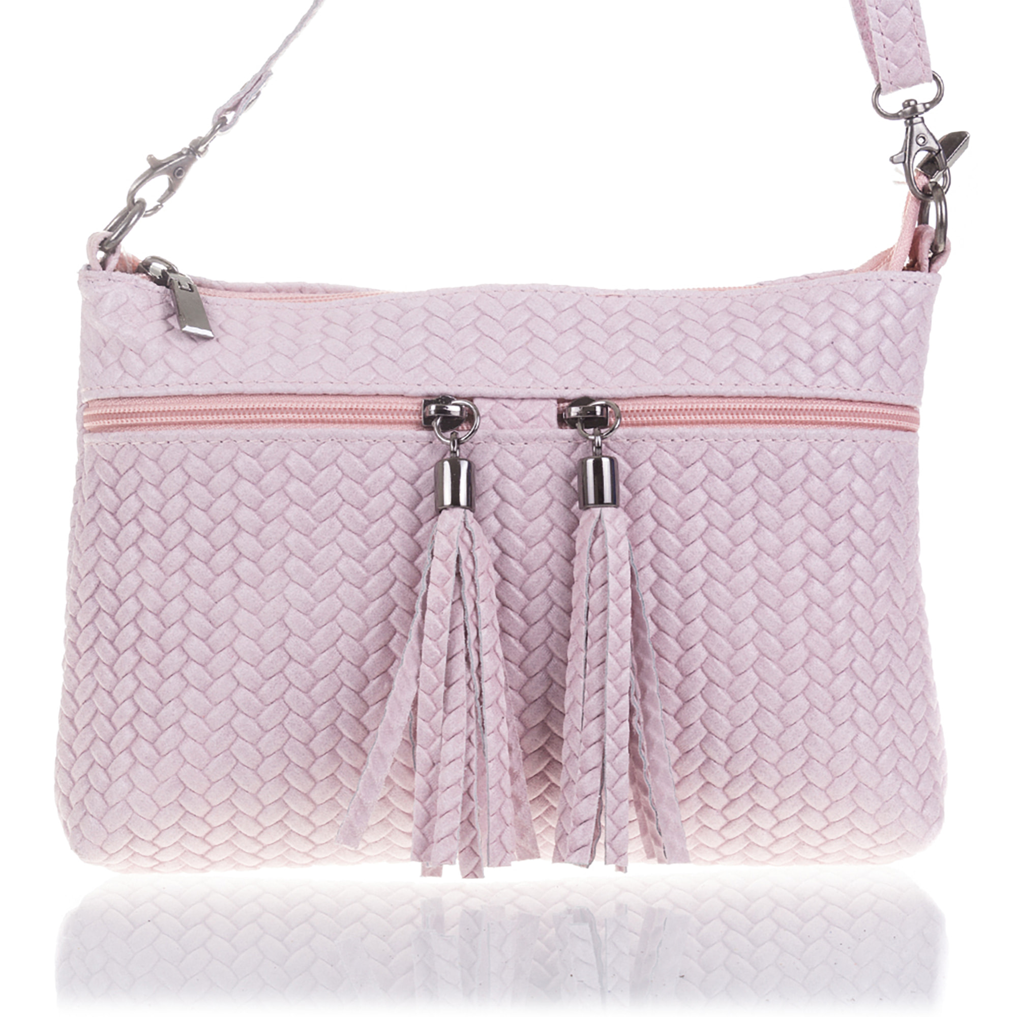 Oderzo Borsa a tracolla Donna.Pelle autentica Suede Inciso a spina di pesce