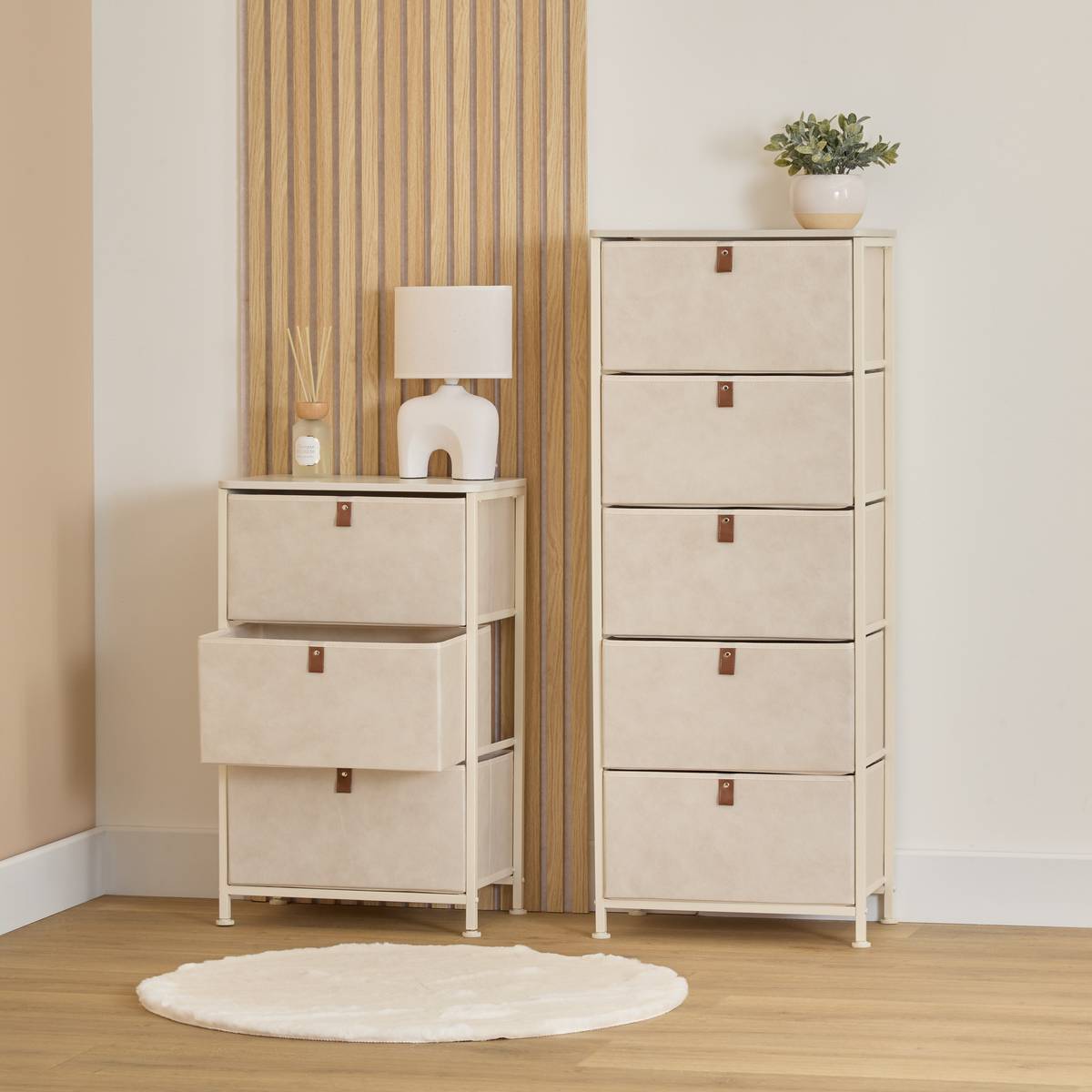 Rangement Tissa beige 3 tiroirs