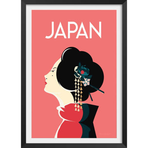 Affiche voyage Japon et tradition Affiche + cadre en bois - Noir